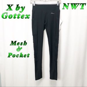 NWT-X by Gottex Black Mesh Leggings w Pocket XS